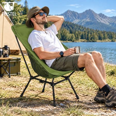 Car Camping Chair – 1.55kg Adjustable High Back, 7075 Aluminum, 35×13cm Compact Pack 