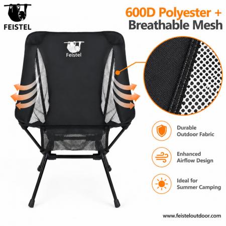 Travel Camping Chair – Adjustable Height 7075 Aluminum Lightweight Folding Chair, 1.55kg, 150kg Capacity 