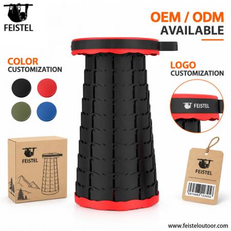 Adjustable Height Telescopic Camping Stool – 44cm Extended Height, 180kg Capacity, 0.95kg Portable Folding Seat 