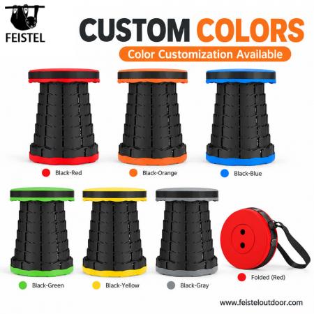Adjustable Height Telescopic Camping Stool – 44cm Extended Height, 180kg Capacity, 0.95kg Portable Folding Seat 