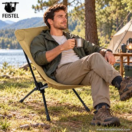 Lightweight Low Profile Camping Chair – Adjustable Backrest 7075 Aluminum Low Folding Camping Chair, 1.4kg, 150kg Capacity 