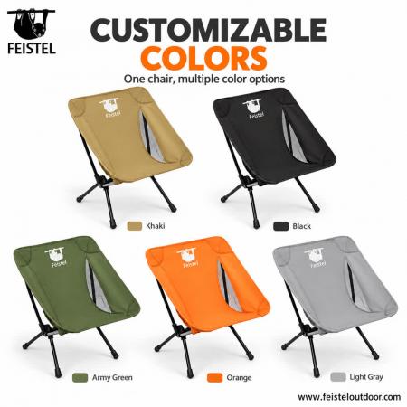 Lightweight Low Profile Camping Chair – Adjustable Backrest 7075 Aluminum Low Folding Camping Chair, 1.4kg, 150kg Capacity 