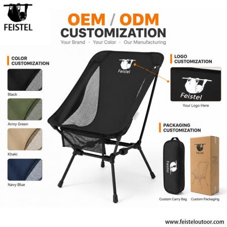 Travel Camping Chair – Adjustable Height 7075 Aluminum Lightweight Folding Chair, 1.55kg, 150kg Capacity 