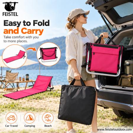 Portable Folding Lawn Camping Chair & Adjustable Reclining Beach Mat Lounger 