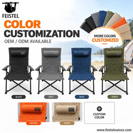 Lounging Camping Chair – Adjustable Reclining High Back Folding Chair, 7075 Aluminum, 600D Oxford, 4.4kg 