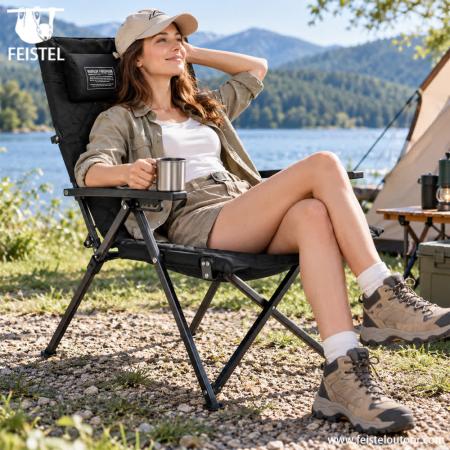 Lounging Camping Chair – Adjustable Reclining High Back Folding Chair, 7075 Aluminum, 600D Oxford, 4.4kg 