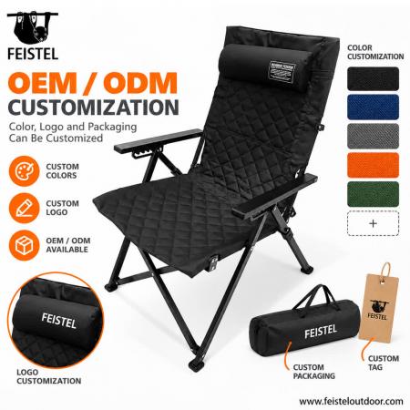 Lounging Camping Chair – Adjustable Reclining High Back Folding Chair, 7075 Aluminum, 600D Oxford, 4.4kg 
