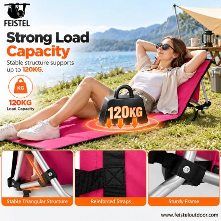 Portable Folding Lawn Camping Chair & Adjustable Reclining Beach Mat Lounger 