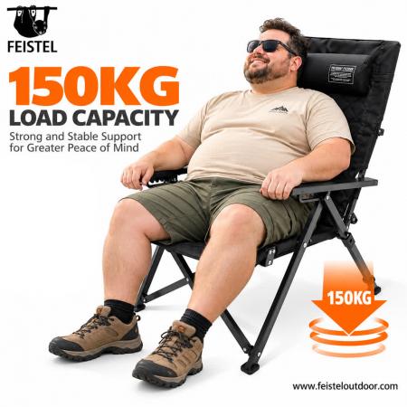 Lounging Camping Chair – Adjustable Reclining High Back Folding Chair, 7075 Aluminum, 600D Oxford, 4.4kg 