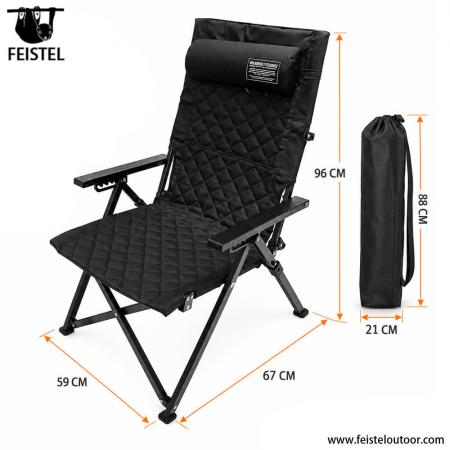 Lounging Camping Chair – Adjustable Reclining High Back Folding Chair, 7075 Aluminum, 600D Oxford, 4.4kg 