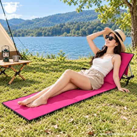 Portable Folding Lawn Camping Chair & Adjustable Reclining Beach Mat Lounger 
