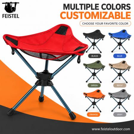 Red Camping Chair – Lightweight 360° Swivel Folding Camping Stool, 600D Oxford Style Seat 