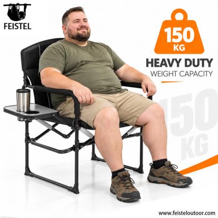 Folding Camping Chair with Side Table – 600D Oxford Heavy Duty Director Chair, 150kg Capacity 