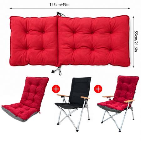 Plush Camping Chair Cushion Cover – 55×125cm Full-Length Padded Seat & Backrest Liner 