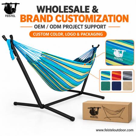 400 lb Double Hammock with Stand – Portable 2 Person Outdoor Camping Hammock with Steel Stand 