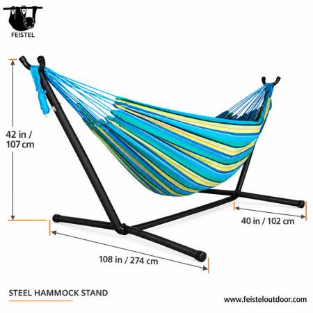 400 lb Double Hammock with Stand – Portable 2 Person Outdoor Camping Hammock with Steel Stand 