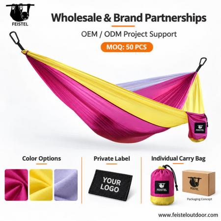 300×200cm Double Camping Hammock – 2 Person 210T Parachute Nylon Hammock with Straps & Carry Bag 