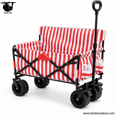 150L Heavy Duty Camping Wagon – Foldable Steel Cart with Seat-Convertible Design & 7in Wide Wheels 