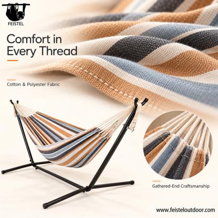 Portable Hammock with Stand – 450 lb Double Camping Hammock with Space-Saving Steel Stand 