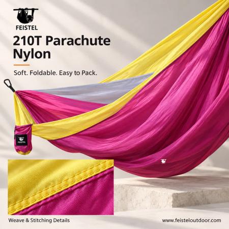 300×200cm Double Camping Hammock – 2 Person 210T Parachute Nylon Hammock with Straps & Carry Bag 