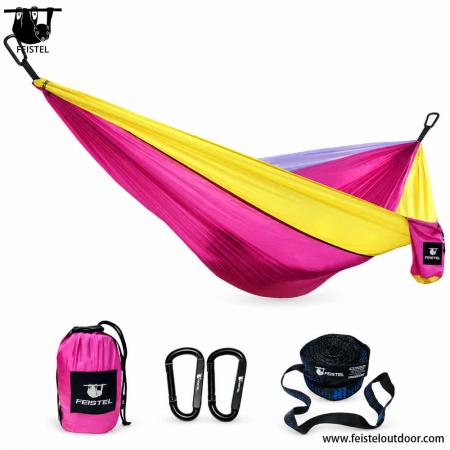 300×200cm Double Camping Hammock – 2 Person 210T Parachute Nylon Hammock with Straps & Carry Bag 