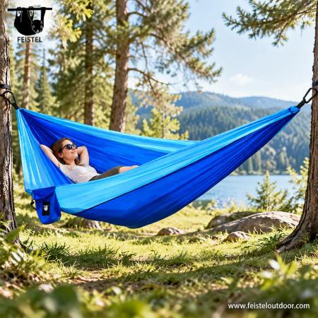 300×200cm Nylon Hammock – 2 Person 210T Parachute Camping Hammock with Straps & Carry Bag 