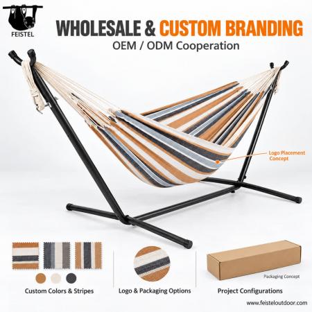 Portable Hammock with Stand – 450 lb Double Camping Hammock with Space-Saving Steel Stand 