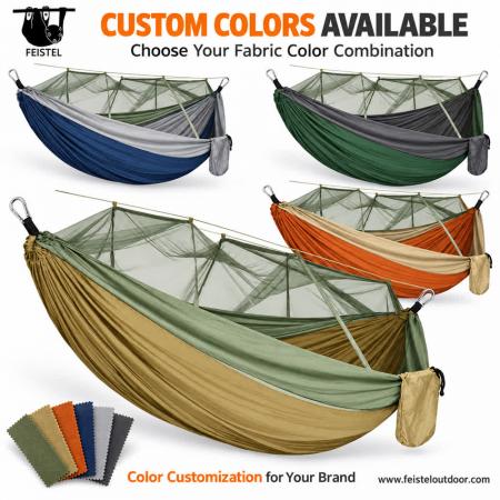 300×200cm Double Camping Hammock with Mosquito Net – 210T Nylon, 300kg Capacity, Tree Straps & Carabiners 