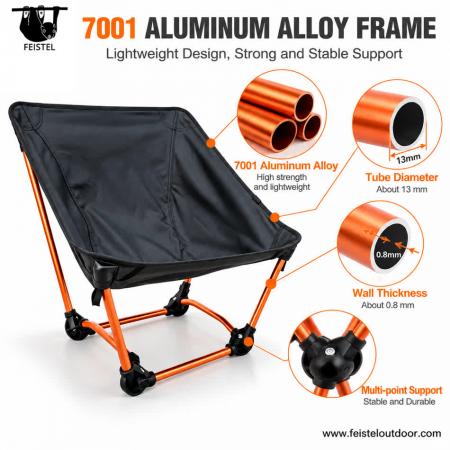 0.56kg Folding Camping Chair Without legs– 7001 Aluminum Ultra-No Leg Hiking Chair, 150kg Capacity 