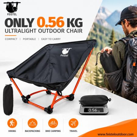 0.56kg Folding Camping Chair Without legs– 7001 Aluminum Ultra-No Leg Hiking Chair, 150kg Capacity 