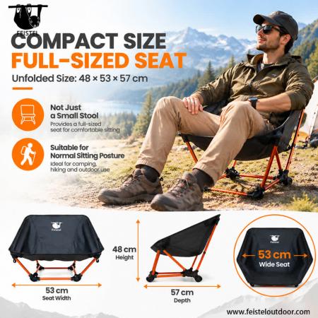 0.56kg Folding Camping Chair Without legs– 7001 Aluminum Ultra-No Leg Hiking Chair, 150kg Capacity 