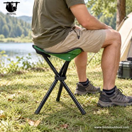 Portable Folding Stool – 7075 Aluminum Tripod Camping Stool, Compact 6 × 35cm, 120kg Capacity 