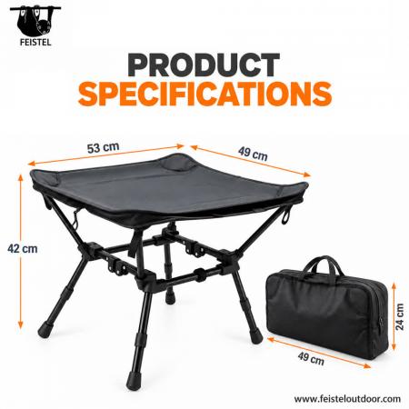 Portable Folding Stool – 2-in-1 Aluminum Camping Stool & Side Table, 1.45kg Lightweight, 120kg Capacity 