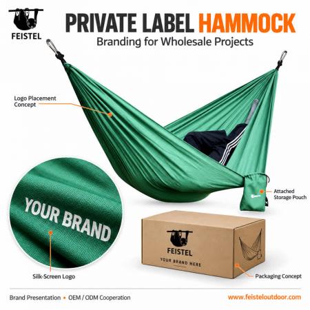 Portable Camping Hammock – 260 × 140 cm 290T Polyester, 150 kg Capacity with Ropes & Carabiners 