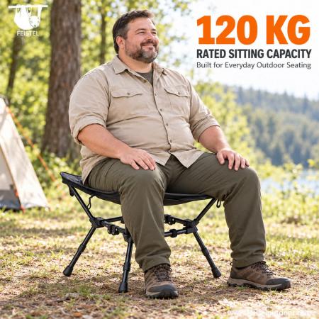 Portable Folding Stool – 2-in-1 Aluminum Camping Stool & Side Table, 1.45kg Lightweight, 120kg Capacity 