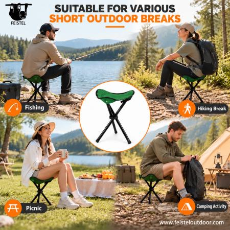 Portable Folding Stool – 7075 Aluminum Tripod Camping Stool, Compact 6 × 35cm, 120kg Capacity 