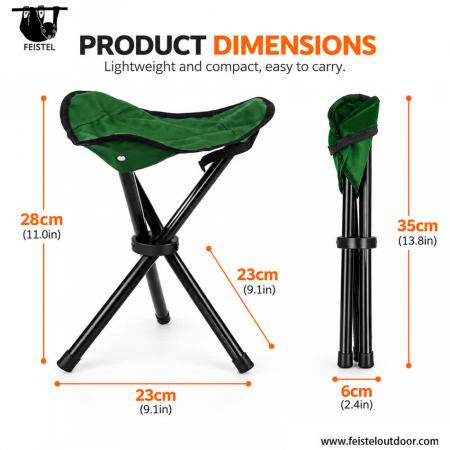 Portable Folding Stool – 7075 Aluminum Tripod Camping Stool, Compact 6 × 35cm, 120kg Capacity 