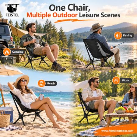 Portable Camping Chair – 7075 Aluminum Folding Moon Chair, 1.7kg Lightweight, 150kg Capacity 