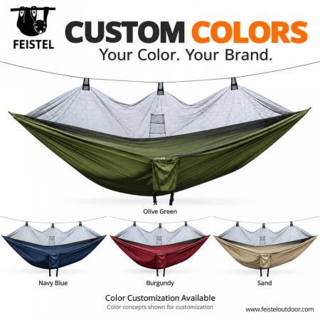 260×140cm Camping Hammock with Mosquito Net – 0.6kg 210T Nylon Backpacking Hammock, 300kg Rated Load 