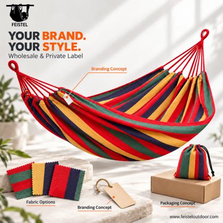 Portable Single Canvas Camping Hammock – 200×80cm, 320gsm Cotton Blend, 100kg Capacity 