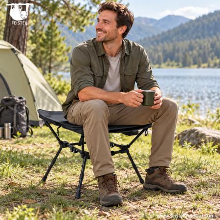 Portable Folding Stool – 2-in-1 Aluminum Camping Stool & Side Table, 1.45kg Lightweight, 120kg Capacity 