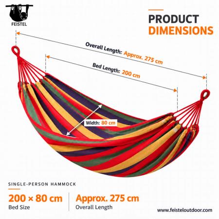 Portable Single Canvas Camping Hammock – 200×80cm, 320gsm Cotton Blend, 100kg Capacity 