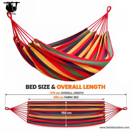 Large Double Canvas Hammock – 200×150cm Cotton-Polyester Blend, 200kg Capacity 