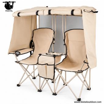Double Folding Camping Chair with Canopy & Table
