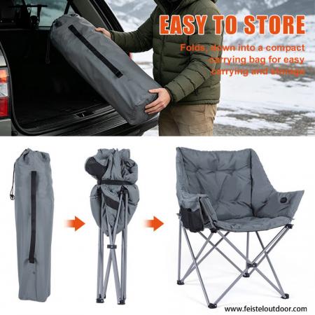 Padded Double Camping Chair – Oversized Heated Folding Loveseat, 116cm Wide, Steel Frame 
