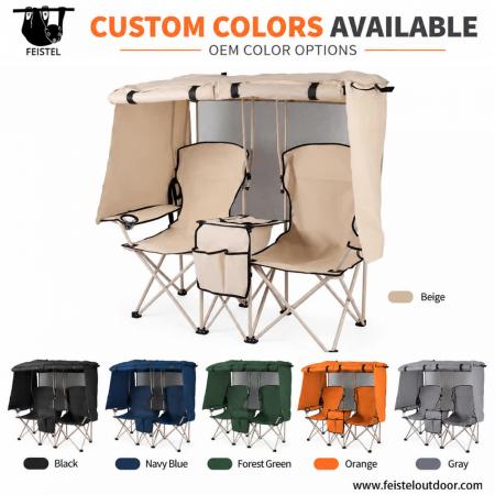Double Folding Camping Chair with Canopy & Table – 600D Oxford Steel Frame, 107×50×133cm 