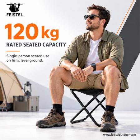 Lightweight Folding Camping Stool – 260g Aluminum X-Frame, 120kg Capacity 