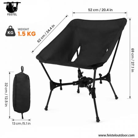 Backpack Camping Chair – 7075 Aluminum Folding Moon Chair, 1.5kg Lightweight, 150kg Capacity 