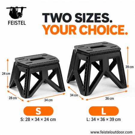 Portable Folding Camping Stool – PP Plastic, S/L Sizes, 150kg Capacity 
