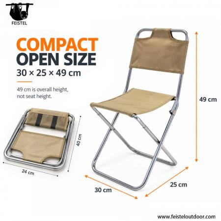 Portable Folding Stool with Back – 0.35kg Aluminum Camping Chair, 120kg Capacity 